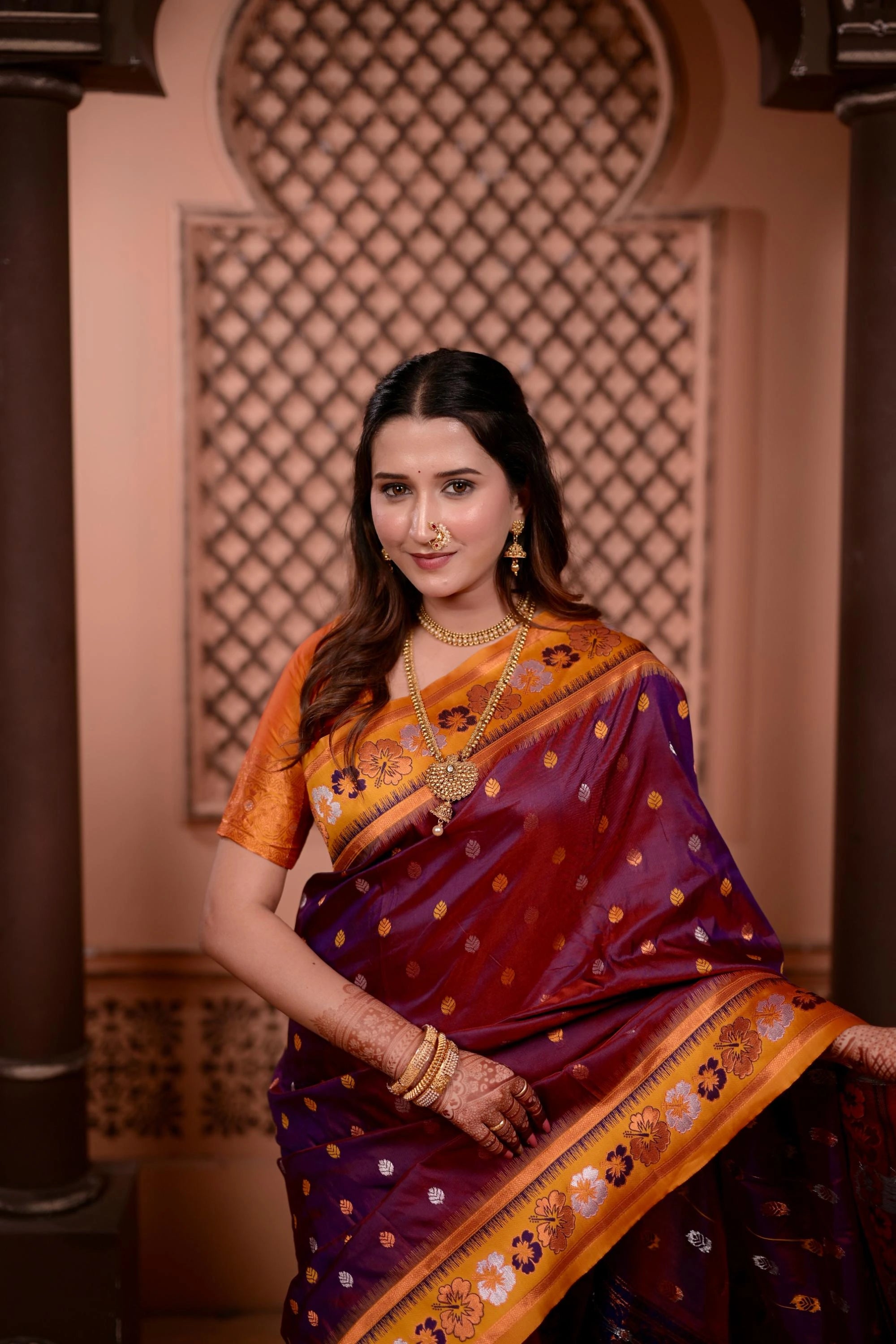 Dark Maroon Soft Silk Saree Kalyanja Fashion
